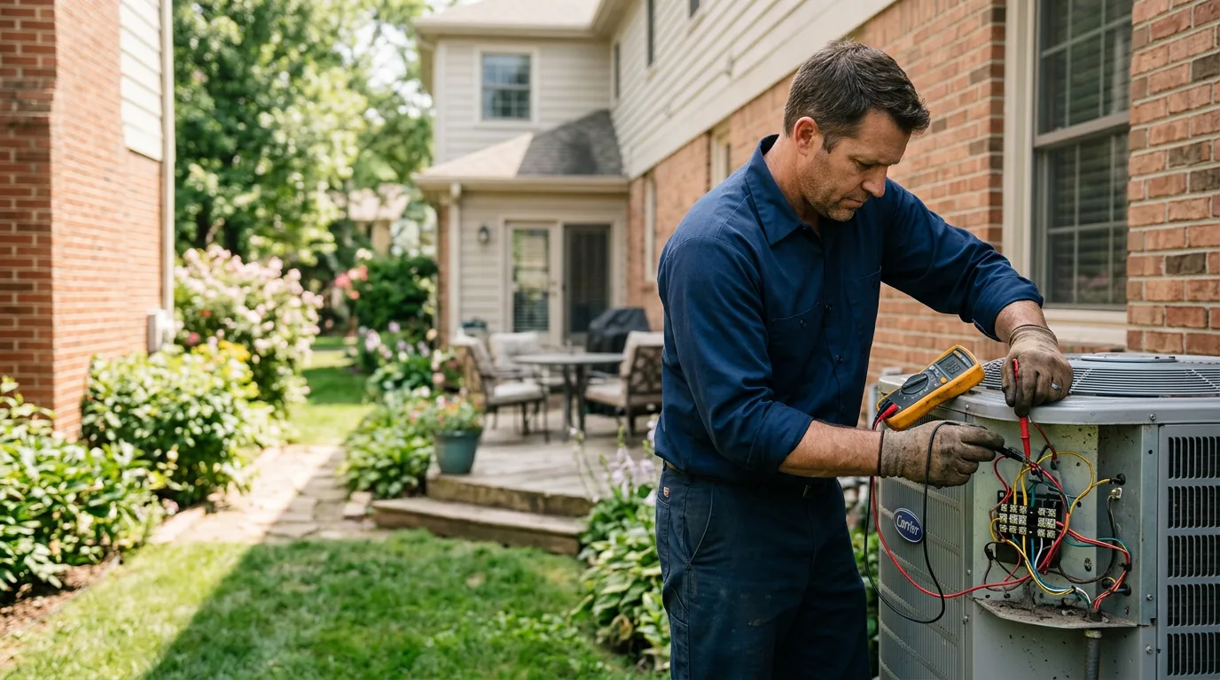 HVAC technician working in a home in Alabama
